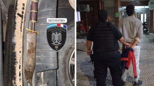 El detenido junto a los elementos secuestrados por la policía