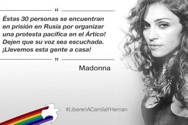 Madonna pidió que liberen a los activistas de Greenpeace entre los que hay dos argentinos