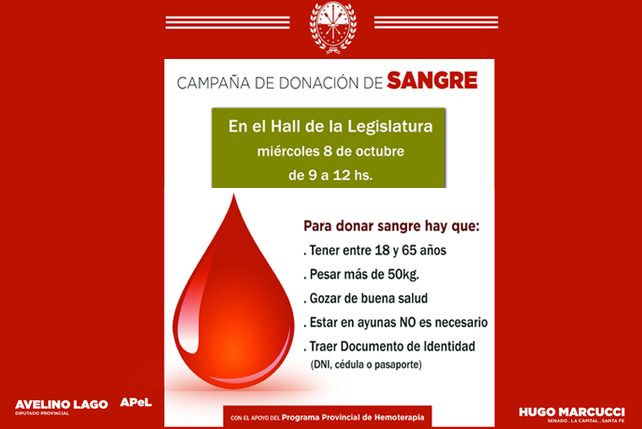 Jornada se donación de sangre en la Legislatura Provincial