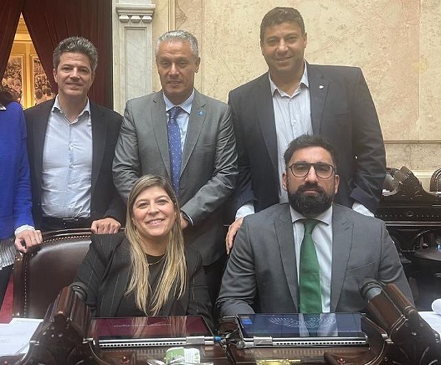 Núñez y Chumpitaz, junto a los diputados Laspina, Razzini y Bongiovanni.