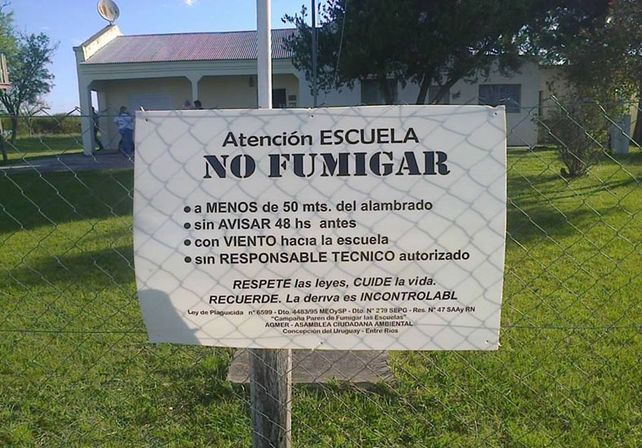 Medida. En Concepción aprobaron una ordenanza que establece distancias de fumigación.  (Foto gentileza Facebook Asamblea Ciudadana Ambiental Concepción del Uruguay)