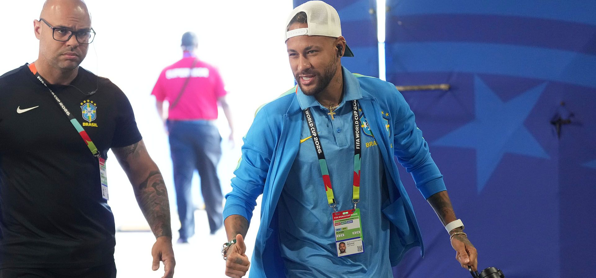 Brazil's Neymar arrives at the stadium ahead the World Cup round of 32 soccer match between Brazil and Japan in Houston, on Monday, June 29, 2026. (AP Photo/Eric Gay) Brazil's Neymar arrives at the stadium ahead the World Cup round of 32 soccer match between Brazil and Japan in Houston, on Monday, June 29, 2026. (AP Photo/Eric Gay)