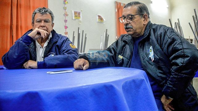 Veteranos Pedro Omar Antivero y Jorge Benitez. La causa Malvinas siempre presente.