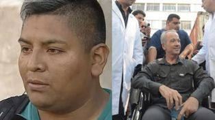 El policía Luis Oscar Chocobar y el turista Joe Wolek.&nbsp;