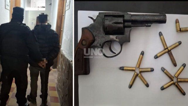 El detenido y el arma secuestrada