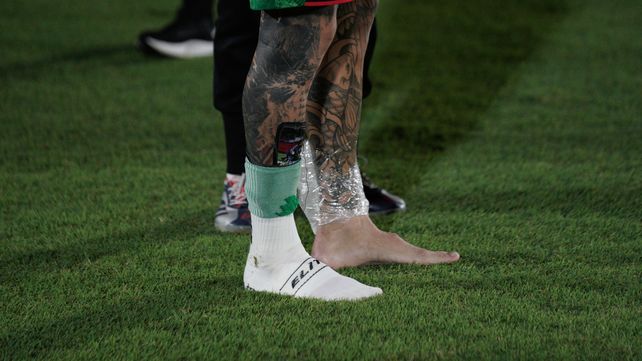 Así se vio a Gabriel Arias después de dejar la cancha en el partido de Newells y Estudiantes.