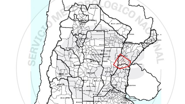 Alerta a corto plazo por tormentas fuertes con ráfagas y granizo para parte de Entre Ríos