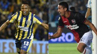 Campaz y Velázquez, autores de los goles de Central y Newells en la noche del miércoles.