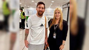 Lionel Messi al arribar a Rosario.