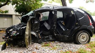 Así quedó el Citröen C3 que conducía David Pizzorno a raíz del violento impacto sufrido el pasado 20 de marzo por una picada ilegal.