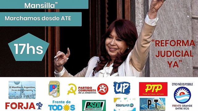 Convocan a una marcha en apoyo a Cristina Fernández en Paraná