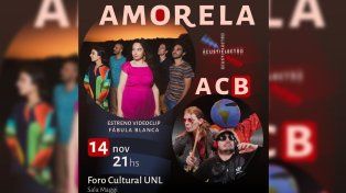 Noche Acustieléctrico en el Foro Cultural con los show de Amorela y ACB