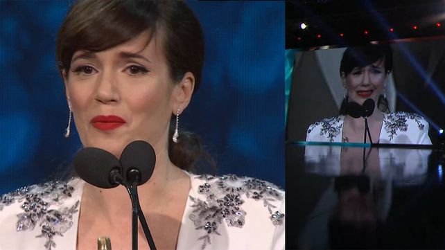 Emocionada. Griselda Siciliano terminó llorando al agradecerle a alguien muy especial.