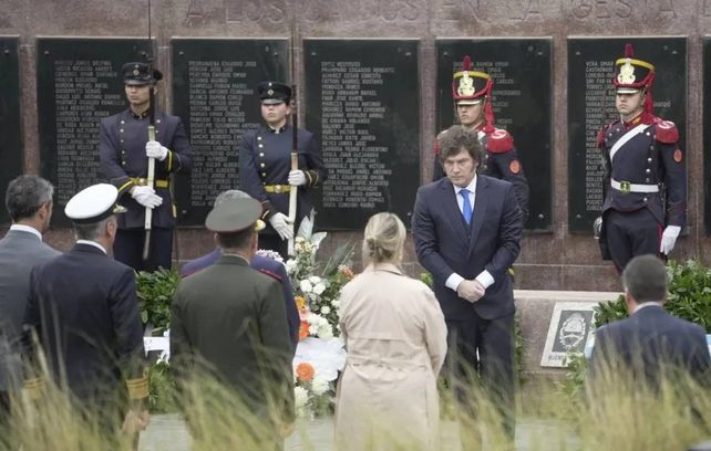 Javier Milei en el acto oficial de este año por el Día del Veterano de Malvinas