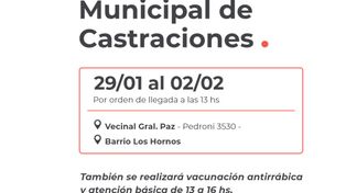La Campaña Municipal de Castraciones se traslada a Los Hornos y General Paz