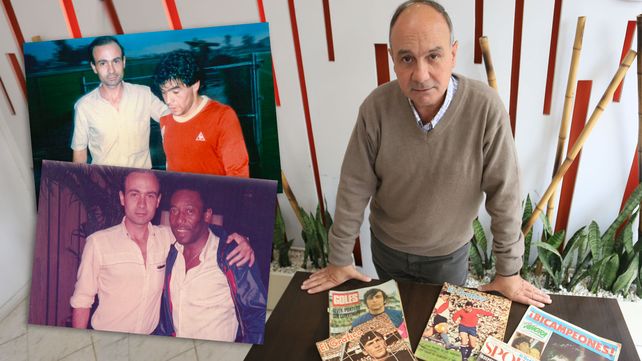 Daniel en la redacción de UNO compartió las fotos con Pelé y Maradona.&nbsp;