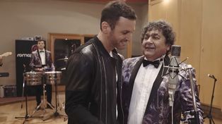 Los Palmeras junto a Axel en la grabación de Olvídala&nbsp;