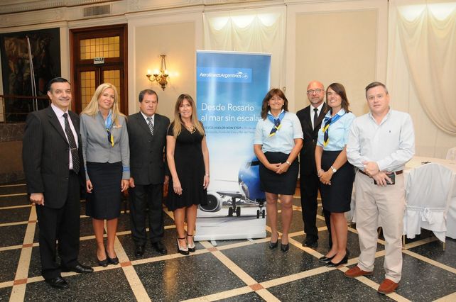 Las autoridades de Aerolíneas Argentinas en la presentación de los vuelos de temporada.&nbsp;