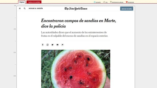Sandías en Marte. Parte del artículo todavía se puede leer en archive.is