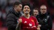 Lisandro Martínez celebrando el triunfo en Old Trafford. Lisandro Martínez celebrando el triunfo en Old Trafford.
