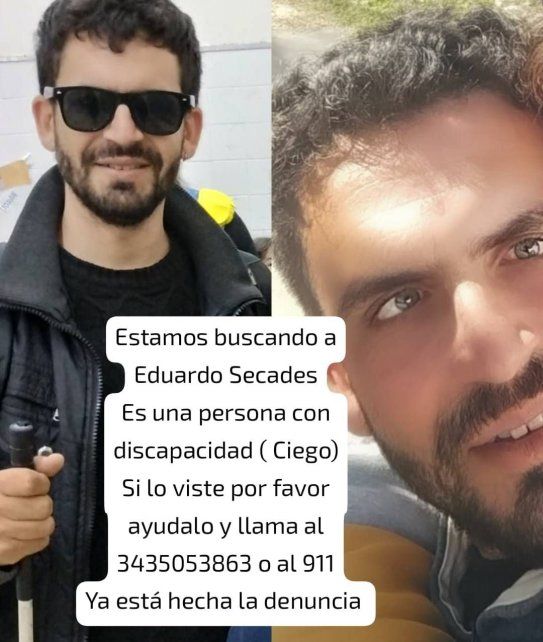 La Fiscalía de Paraná pide colaboración para dar con el paradero de Eduardo Esteban Secades