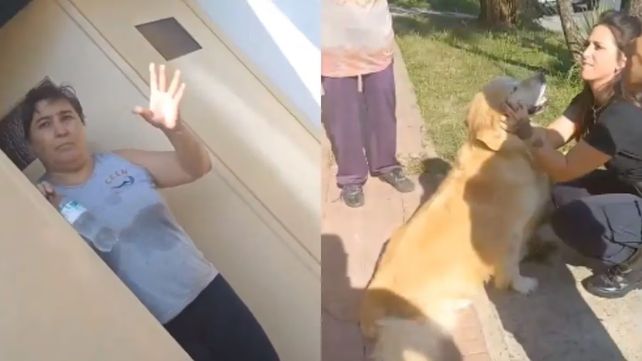 La dueña del perro y la mascota rescatada.&nbsp;