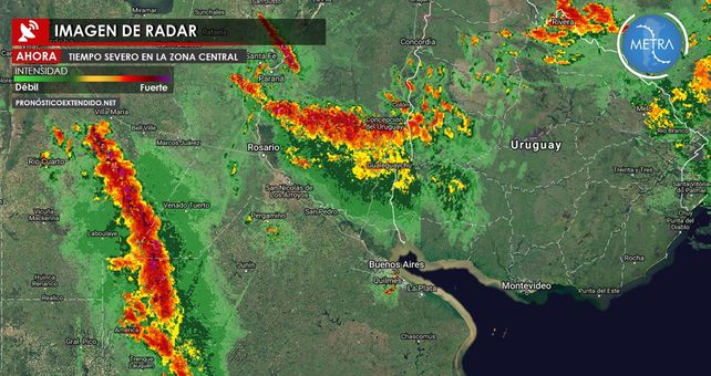 La imagen del radar cruza una banda roja al mapa de provincia