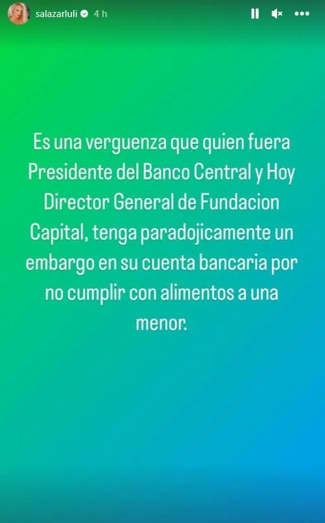 Martín Redrado fue embargado por no pagar la cuota alimentaria de la hija de Luciana Salazar