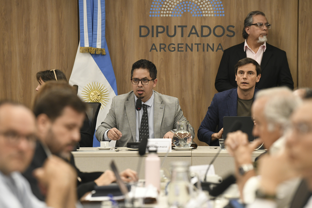 Santiago Pauli (izq.), diputado nacional de La Libertad Avanza por Tierra del Fuego y presidente de la comisi&oacute;n de Finanzas. 