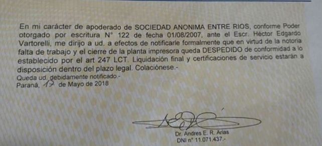 Movilización y olla popular por los despidos en El Diario de Paraná