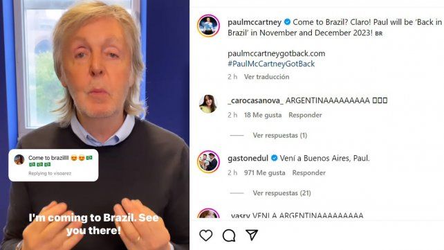 Paul McCartney anunció cinco shows en Brasil con el espectáculo Got Back Tour y alimenta rumores de regreso a Argentina
