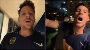 Gaspar Servio se filmó festejando en Asunción el triunfo y clasificación de Boca en la libertadores.