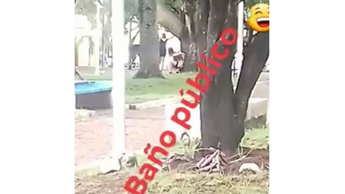 Captan a una joven haciendo sus necesidades en la plaza de Santa Elena