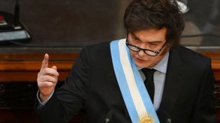 El presidente Javier Milei frente a la Asamblea Legislativa.