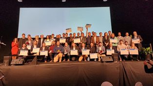 El equipo de Inta recibiendo en la Exposición Rural los premios Cita a la innovación.