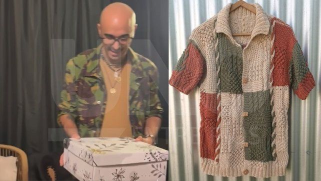 Abel Pintos recibió el regalo de una tejedora oriunda de María Grande