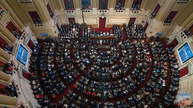 El presidente Alberto Fernández en la apertura del período 140° de sesiones ordinarias del Congreso Nacional ante la Asamblea Legislativa.