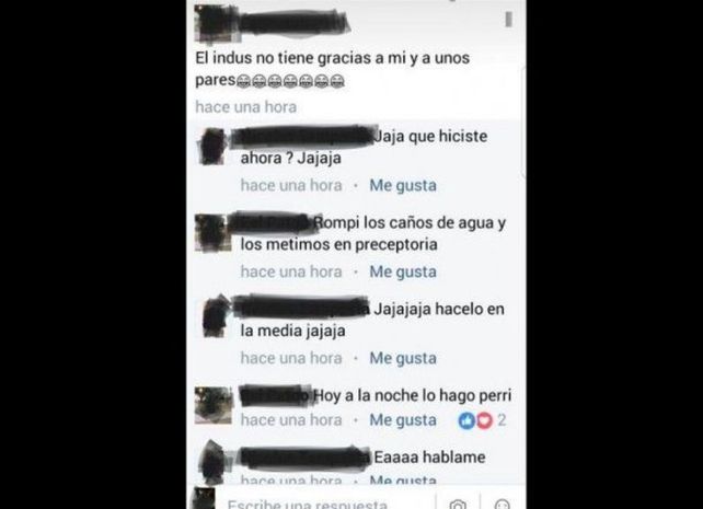 Tres chicos cometieron destrozos en una escuela y uno de ellos se jactó en Facebook