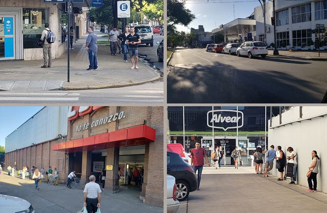 Largas filas en supermercados