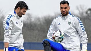 Sergio Chiquito Romero tuvo su primera práctica con Boca esta mañana.