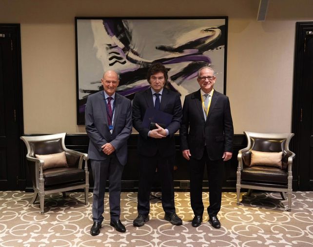 El presidente Javier Milei diserta ante empresarios en el Hotel Four Seasons de la Capital Federal.