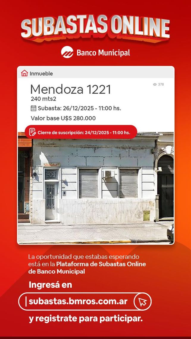 Rosario. Autonomía municipal: se viene la primera subasta de un inmueble público