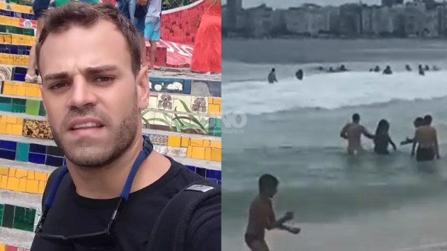 El joven estaba de vacaciones en Río de Janeiro y tuvo que rescatar a una chica y un niño del mar