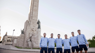 Todos juntos. Andrés Molteni, Máximo González, Guillermo Coria, Sebastián Báez, Francisco Cerúndolo y Tomás Echeverry.