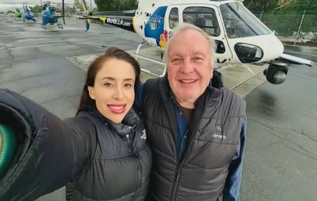 El piloto George Marciniw y la periodista Eliana Moreno.