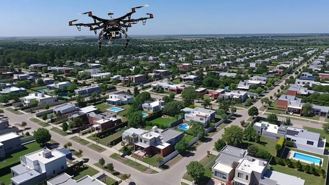 El vuelo de un dron. En Roldán
