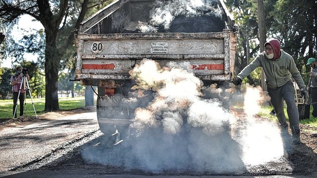 trabajos de bacheo en la ciudad de Santa Fe
