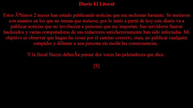 El diario El Litoral denunció un hackeo a su sitio web que incluyó la amenaza a una fiscal