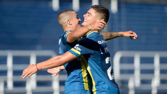 Marinelli y Dupuy celebran ante Patronato. Ese día Alan anotó dos goles.