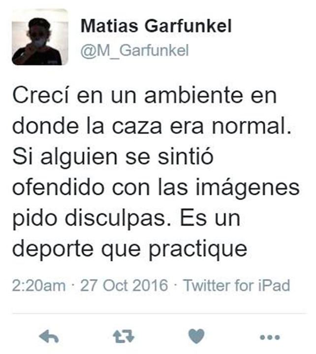 Matías Garfunkel pidió disculpas por Twitter pero después borró el mensaje